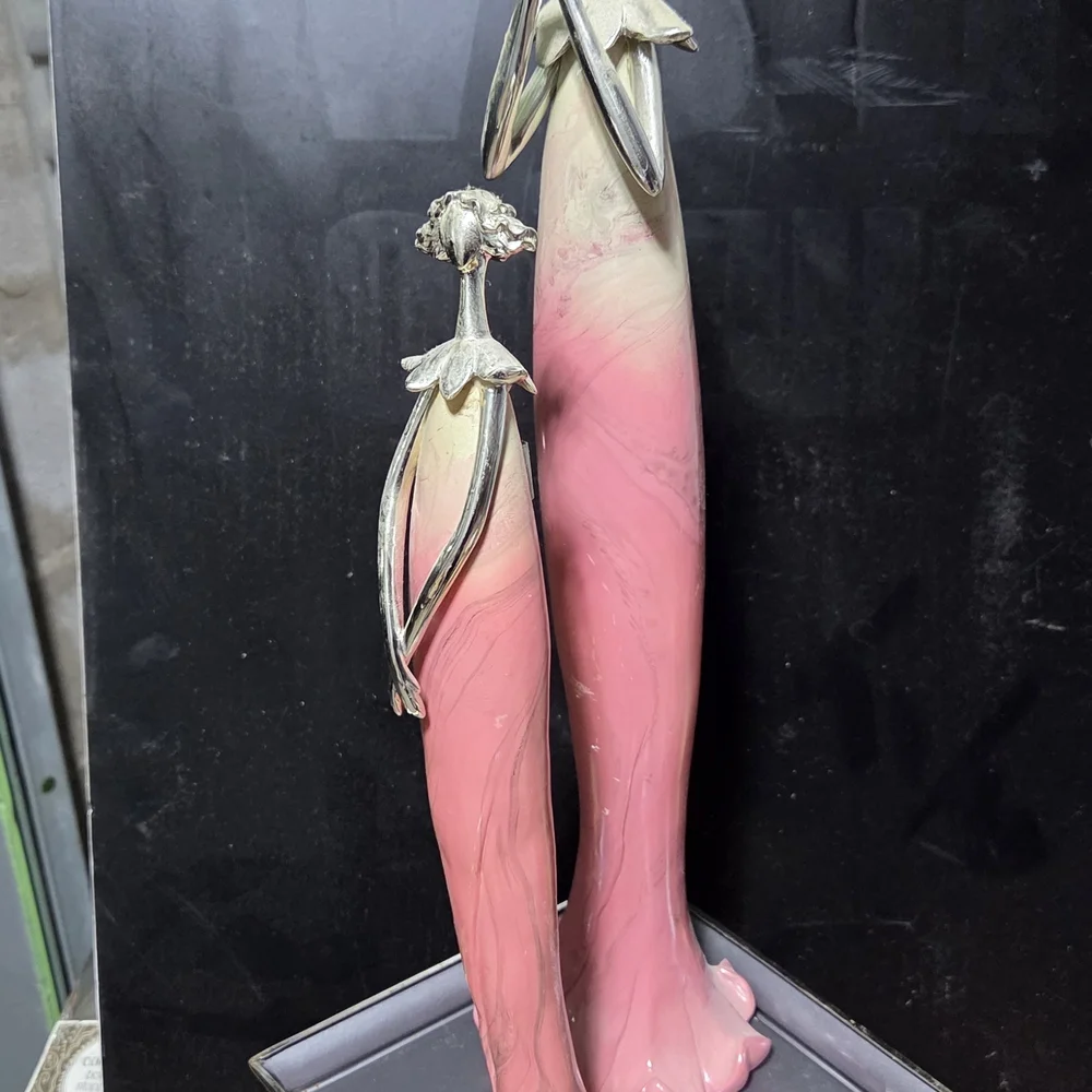 Williams Sonoma Pink and Silver Ceramic Figures